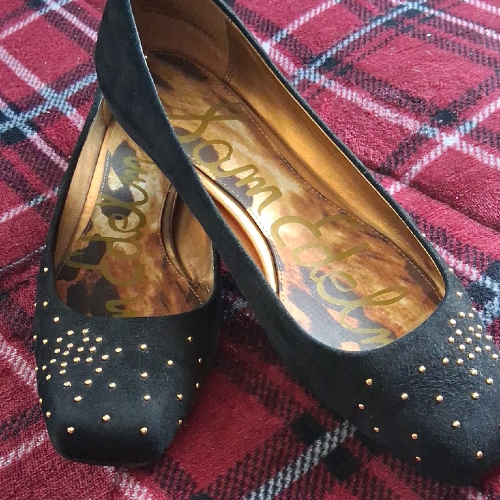 Sam Edelman Black and Gold Studded Flats